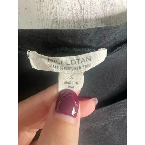 Nili Lotan Women's Black Graphic Muscle Tee "Wish You Were‎ Here" Size S - Picture 5 of 8